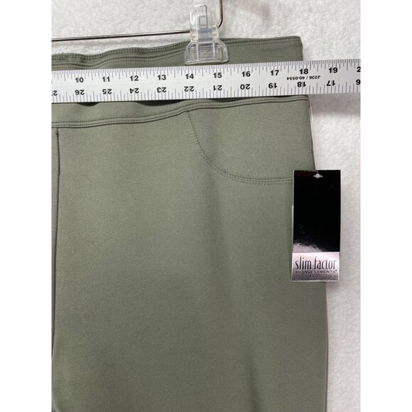 Slim Factor 1X Slim Straight Elastic Waist Pants NWT Green Studded Accents - Picture 10 of 12